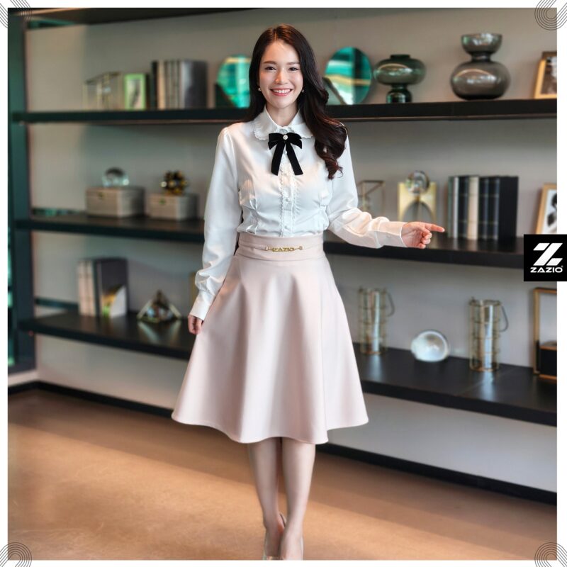 กระโปรงบานย้วย (Flared Skirt) กระโปรงใส่ทำงาน รุ่น First Day Skirt - Image 8