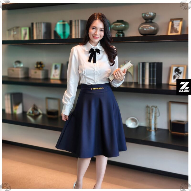 กระโปรงบานย้วย (Flared Skirt) กระโปรงใส่ทำงาน รุ่น First Day Skirt - Image 3