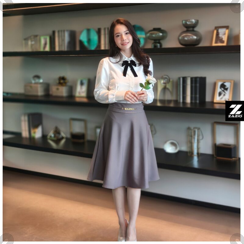 กระโปรงบานย้วย (Flared Skirt) กระโปรงใส่ทำงาน รุ่น First Day Skirt - Image 4